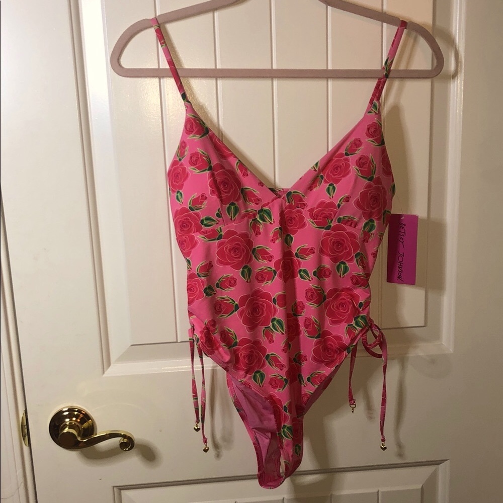 Betsey Johnson Pink Rose Print Swimwear